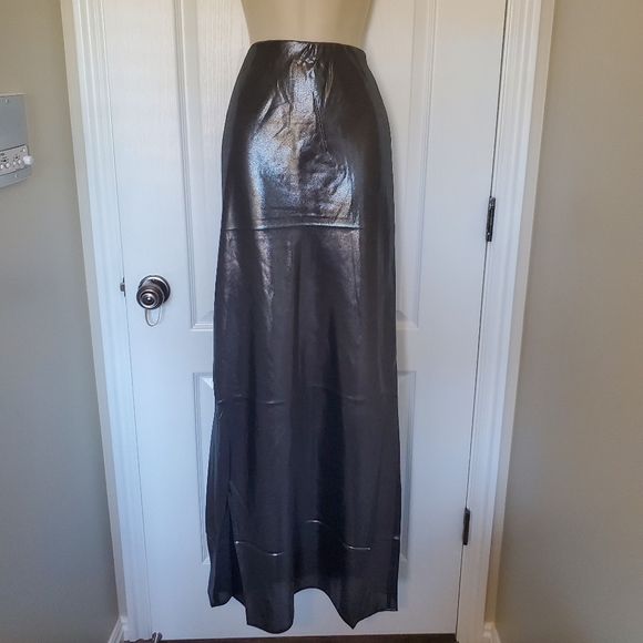 WAYF Selena Bias Cut Maxi Skirt- Gunmetal - Picture 3 of 5